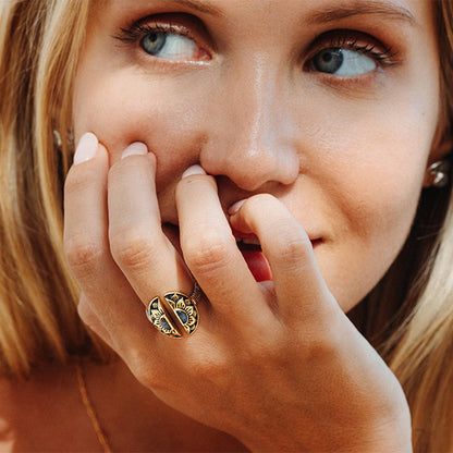 Natural Mystic Ring | Moonstone, Sterling Silver with Brass | Bahgsu Jewels