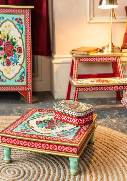 Rikisha Bajot Table | Hand-Painted Rajasthani Craft