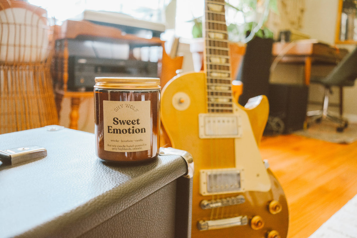 Sweet Emotion Music Inspired Soy Candle | Vanilla, Bourbon & Smoke