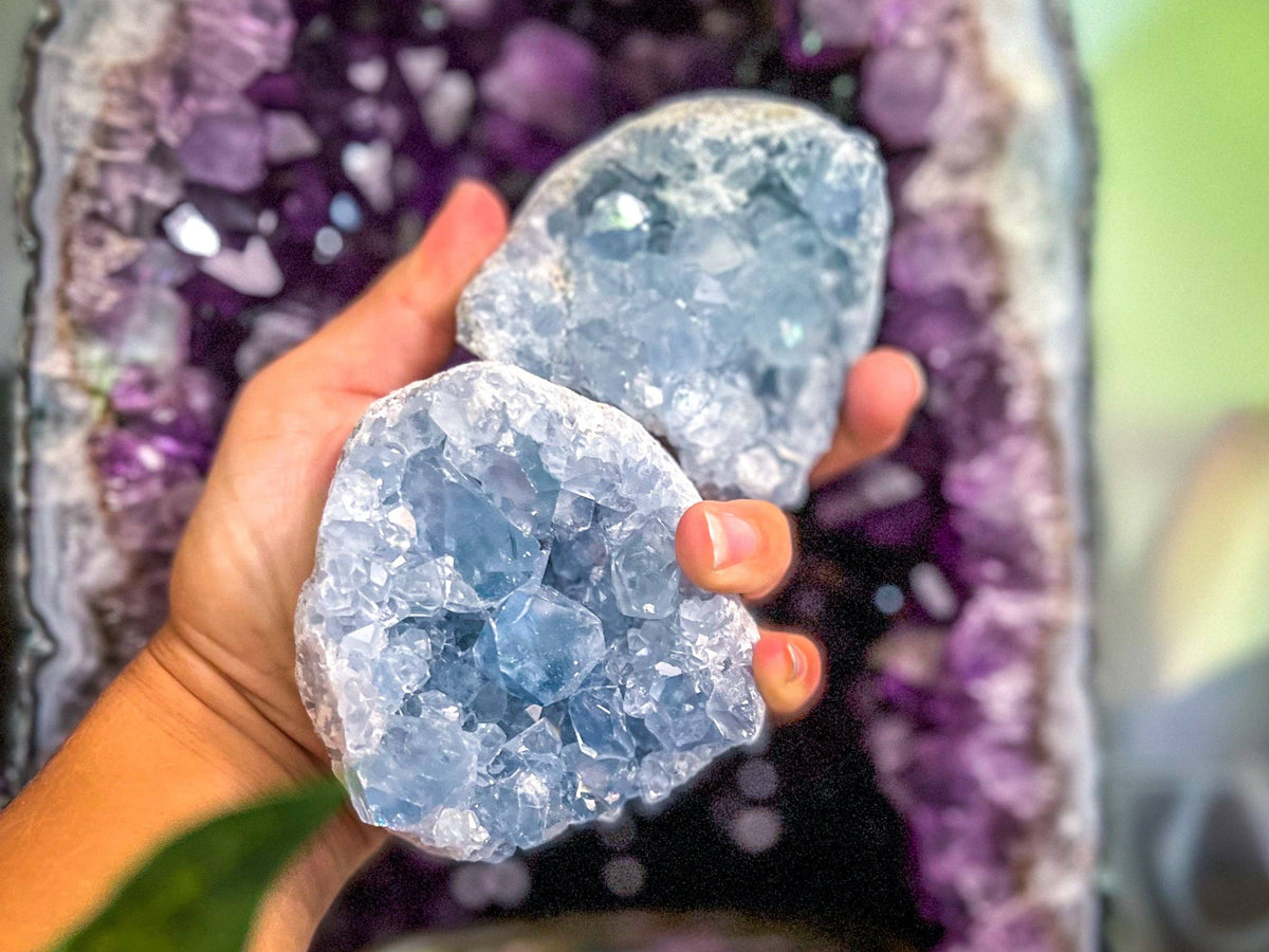 Celestite Clusters | Natural Blue Celestite Crystal Specimens