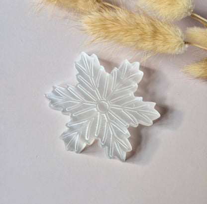 Selenite Snowflake 70 mm Carving - Christmas Gemstone Winter Decoration