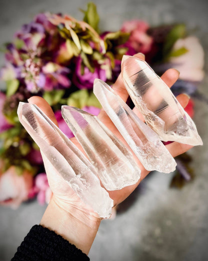 Silver Lemurian Quartz Points from Brazil | Raw Crystal Points