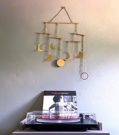 Moon Phase Mobile | Gold Lunar Hanging Decor