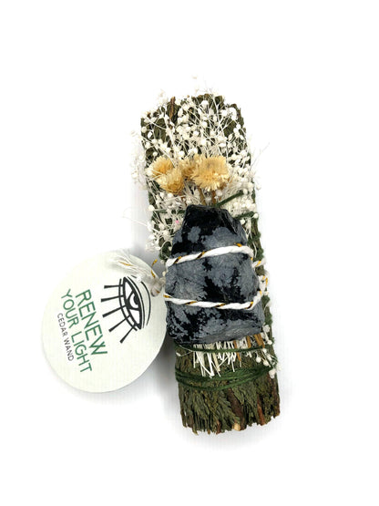 Renew Your Light Ritual Wand | Cedar & Snowflake Obsidian