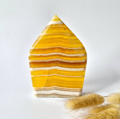 Yellow Calcite Teardrop Flame | Polished Crystal for Confidence