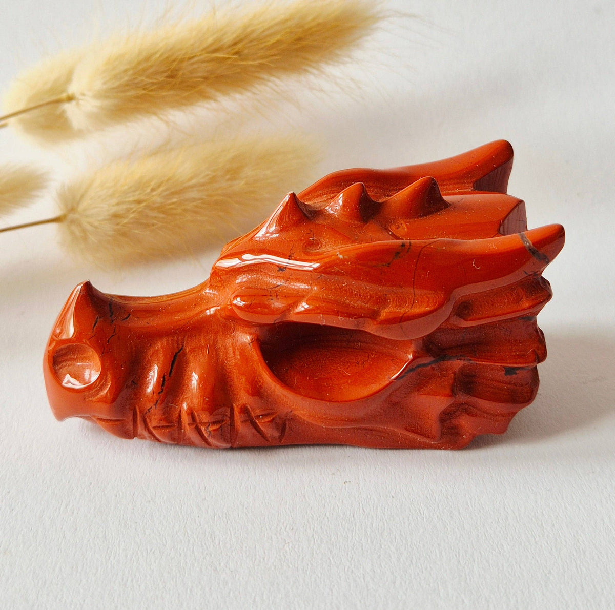 Red Jasper Dragon Skull – 7.5 cm (Halloween collection)