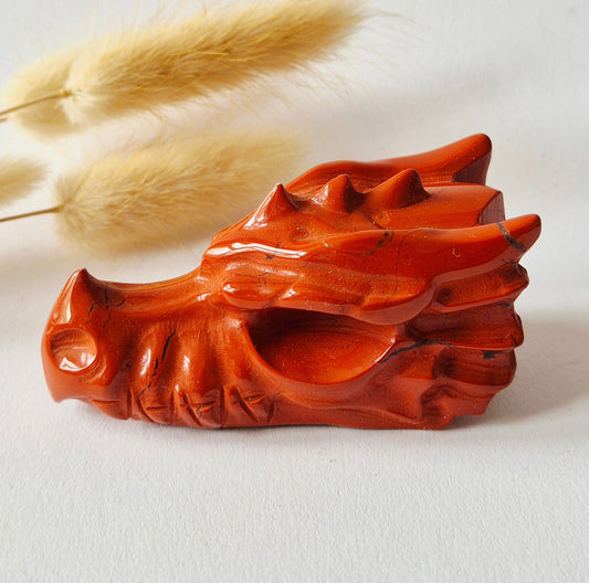 Red Jasper Dragon Skull – 7.5 cm (Halloween collection)