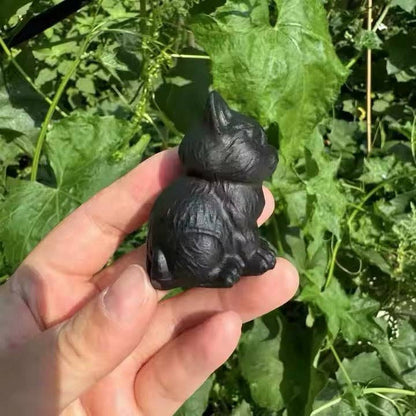 Black Obsidian Grumpy Cat | Symbol of Protection & Boundaries