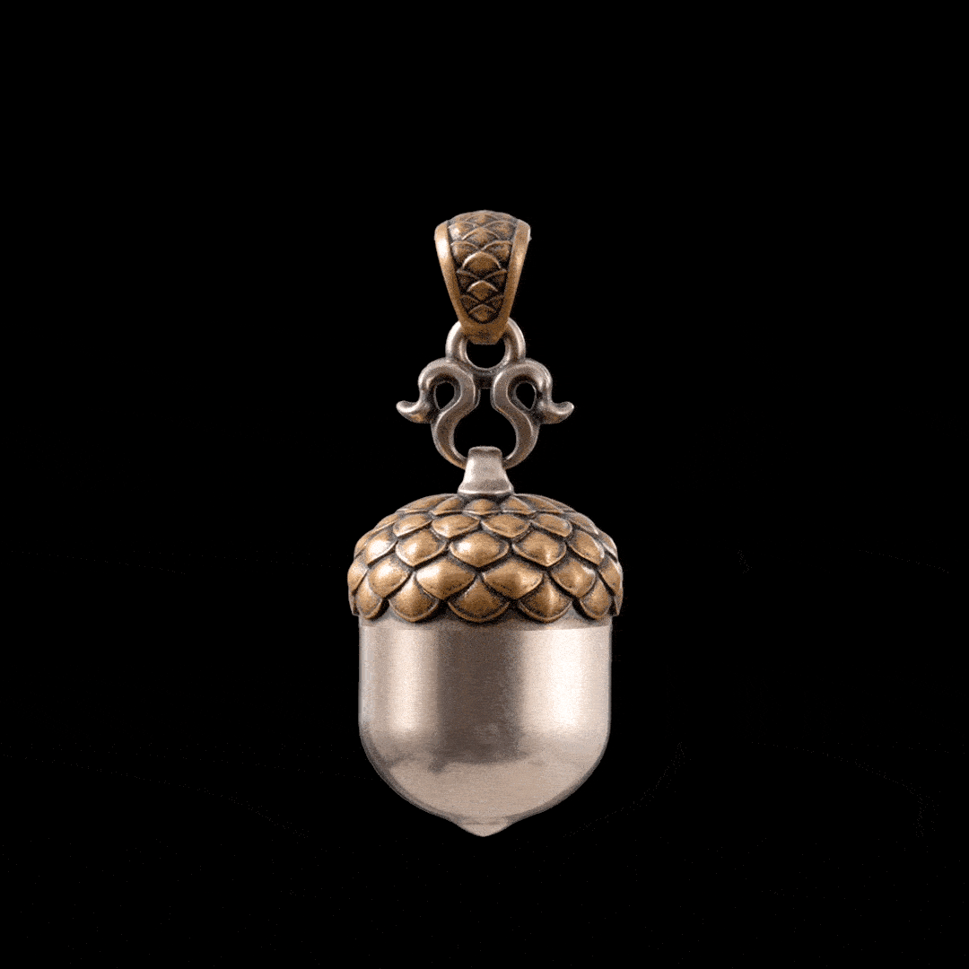 Acorn Capsule Pendant | Brass & White Bronze | Coppertist.Wu