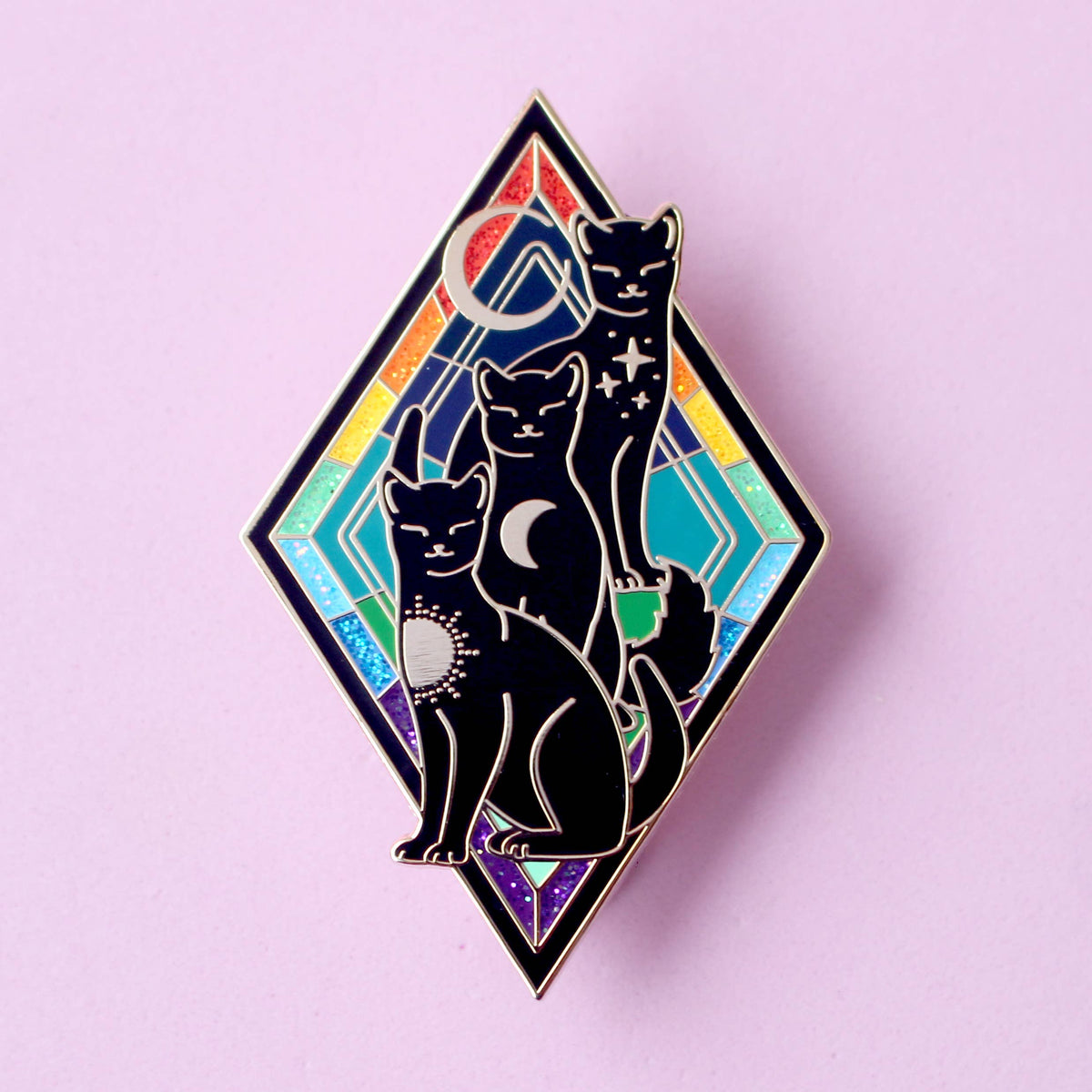 Rainbow Cats Enamel Pin | Art Nouveau Cat Pin