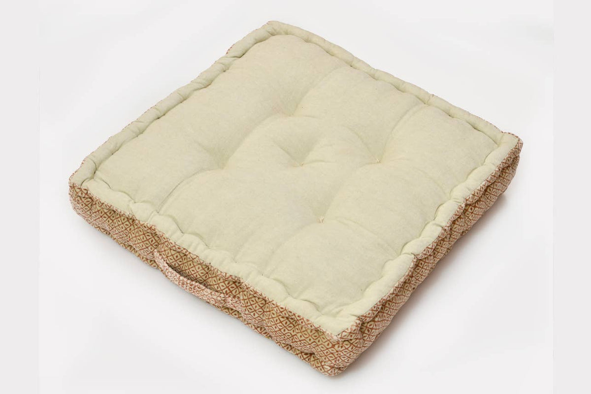 Block Print Square Meditation Cushion | Jaipur Velvet Craft