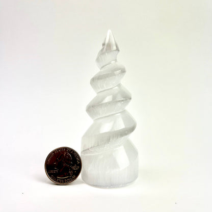 Selenite Unicorn Horn Spiral | Cleansing & Spiritual Growth