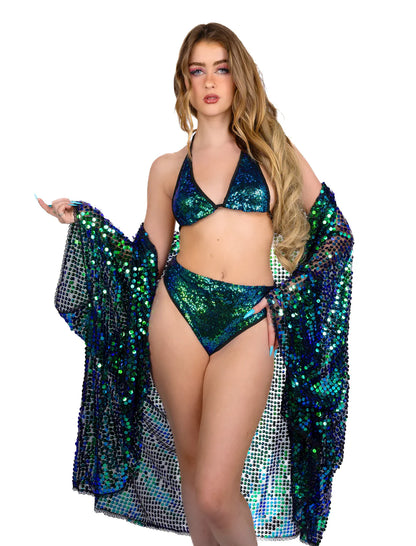 Emerald Sequin Kimono | Sequin Layering Textile