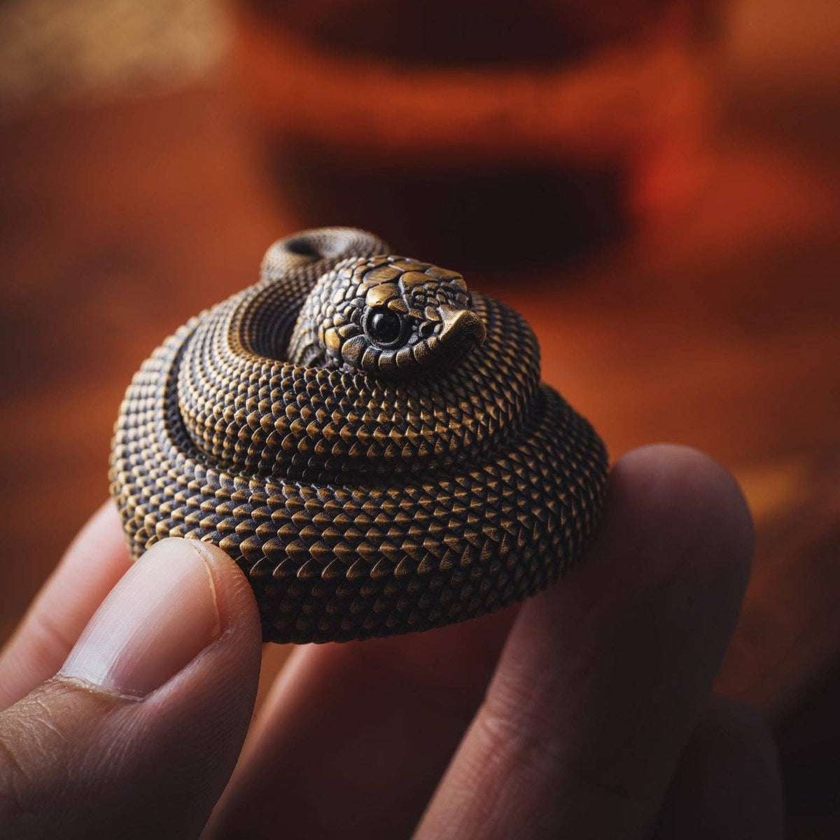 Hognose Snake Incense Holder | Sculptural Brass | Coppertist.Wu
