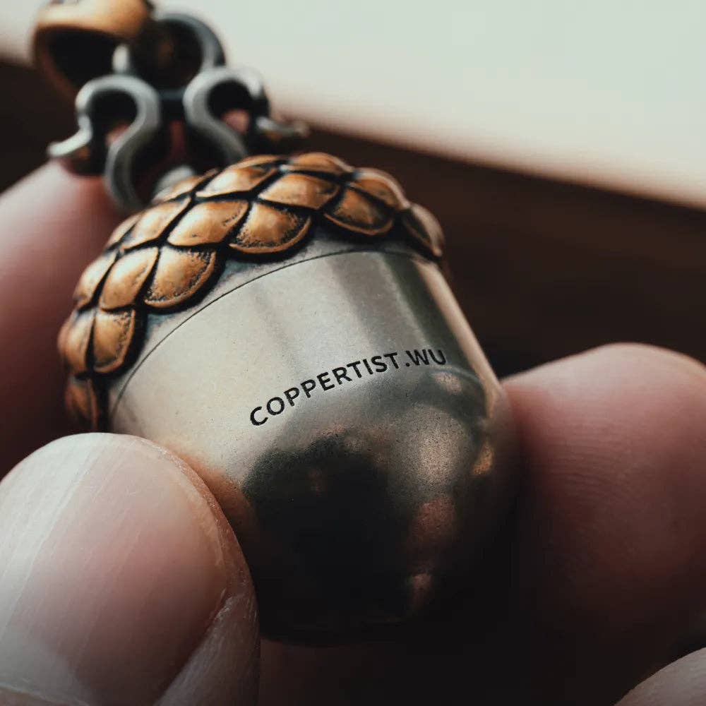 Acorn Capsule Pendant | Brass & White Bronze | Coppertist.Wu