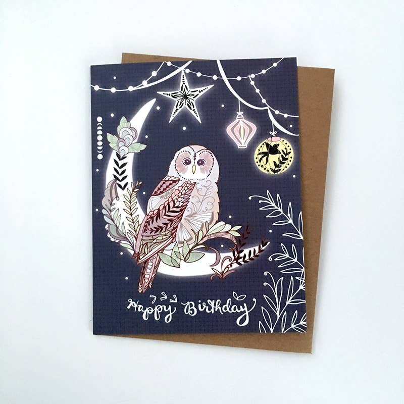 Lantern Owl Birthday Card | Cindy LaColla