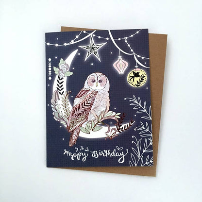 Lantern Owl Birthday Card | Cindy LaColla