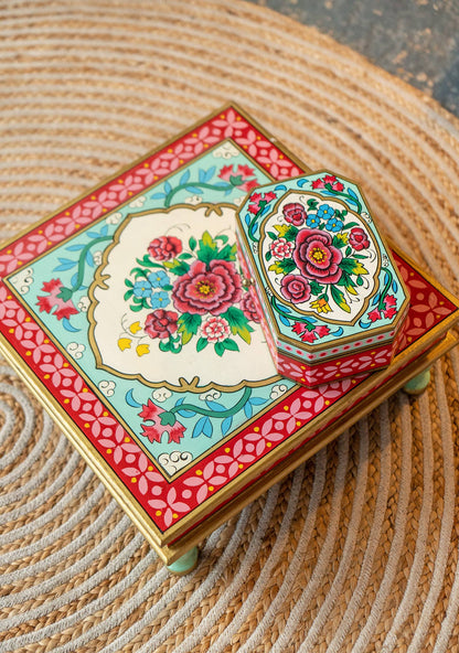 Rikisha Bajot Table | Hand-Painted Rajasthani Craft