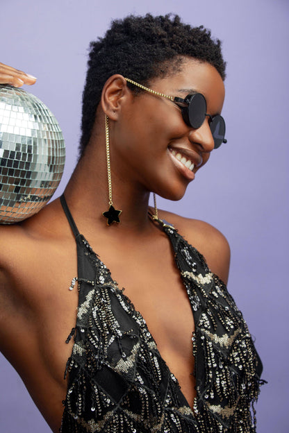 Daylight Savings Black | Armless Sunglasses with Black Agate