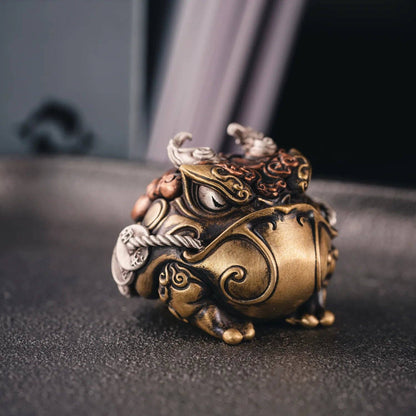 Mini Toad Statue | Brass, Copper & Sterling Silver | Coppertist.Wu