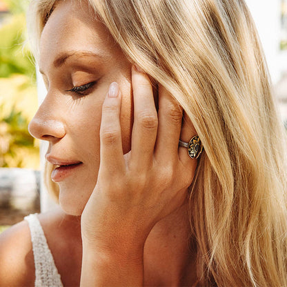 Natural Mystic Ring | Moonstone, Sterling Silver with Brass | Bahgsu Jewels