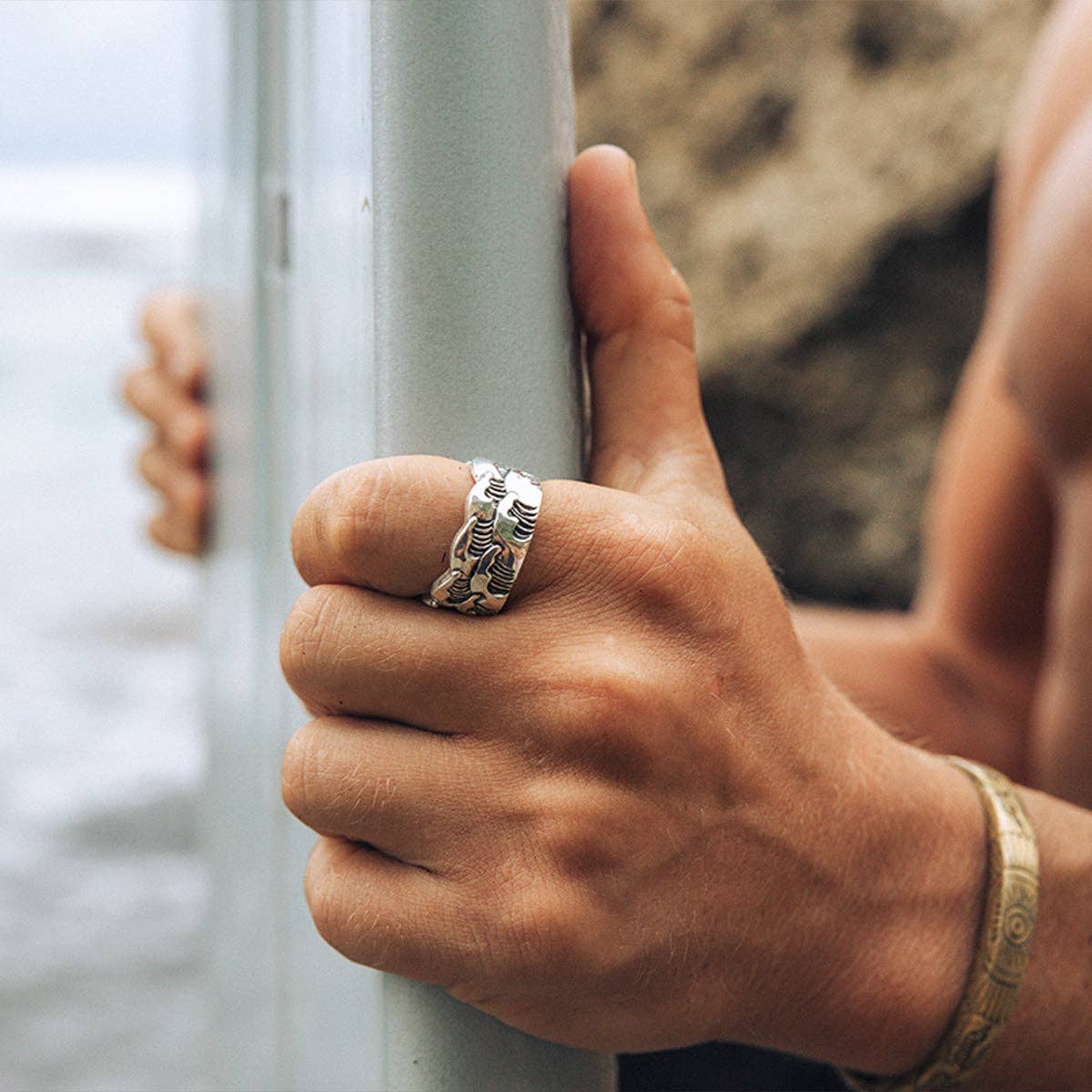 Light Waves Cuff | Men, Handcrafted Metal | Bahgsu Jewels