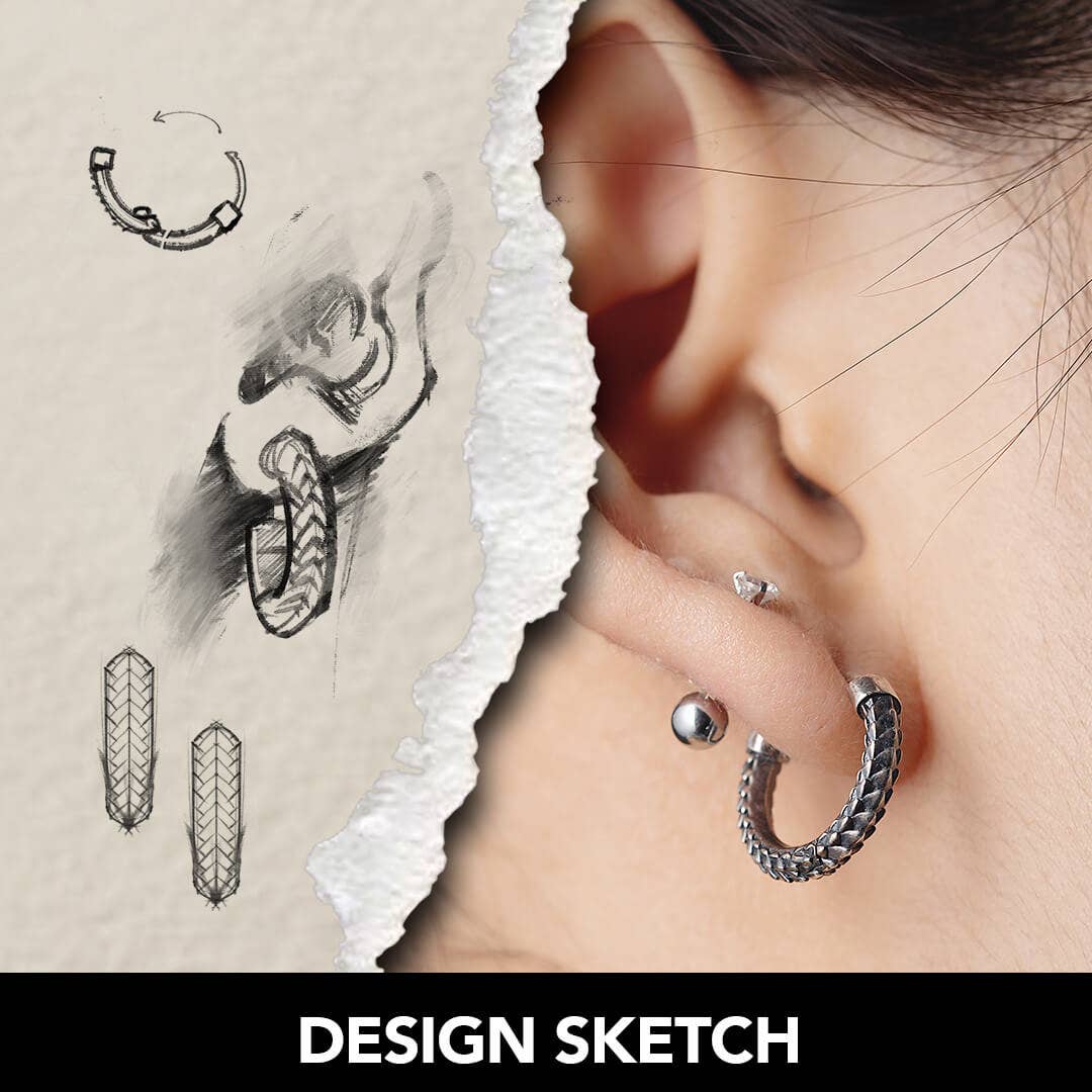 Snake Skin Earrings | Oxidized Silver | Coppertist.Wu