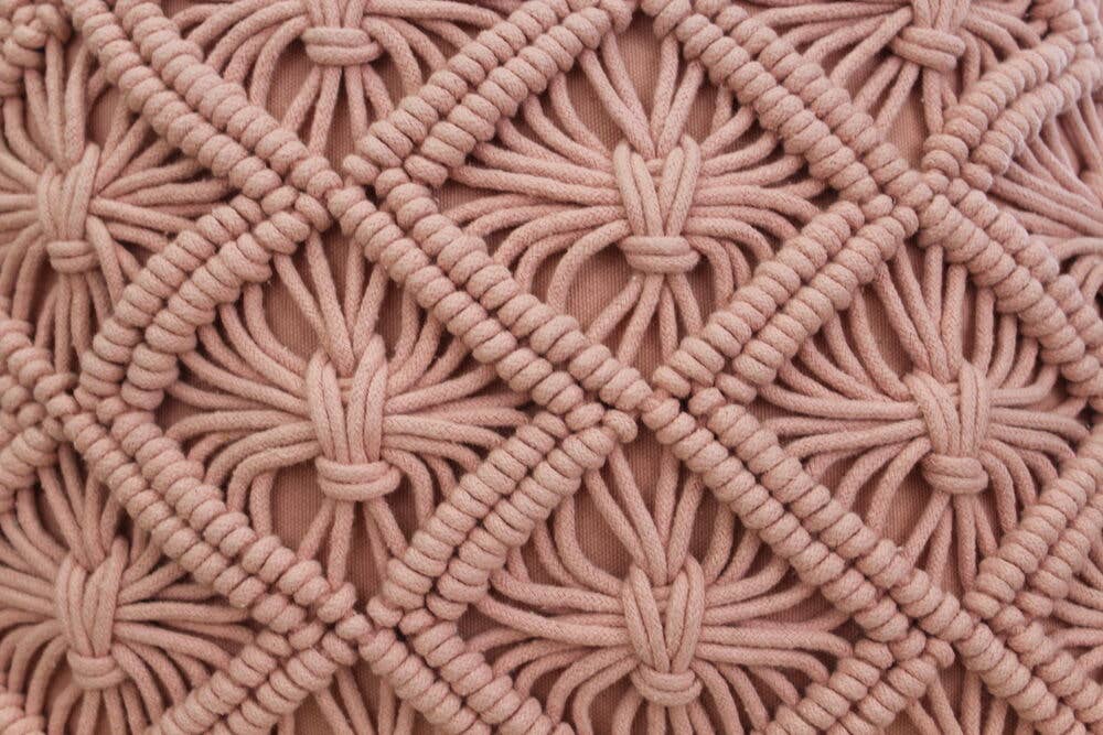 Pink Macramé Accent Pillow | Handwoven Home Décor