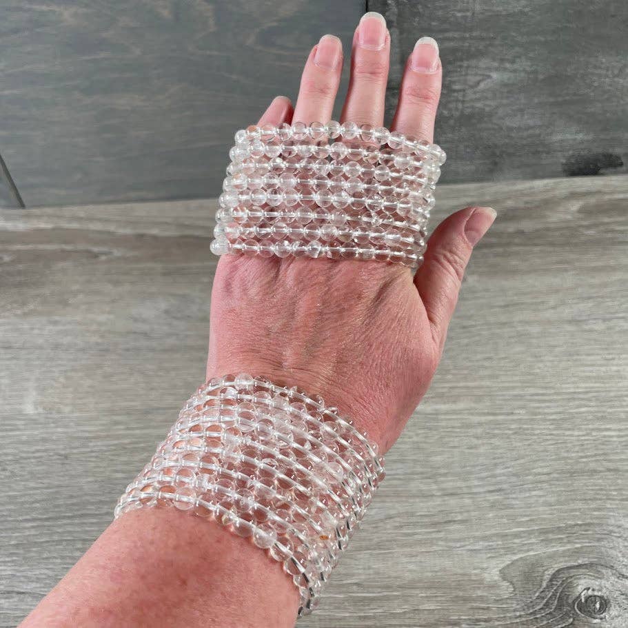 Gemstone Beaded Stretch Bracelet | 6mm Crystal Beads