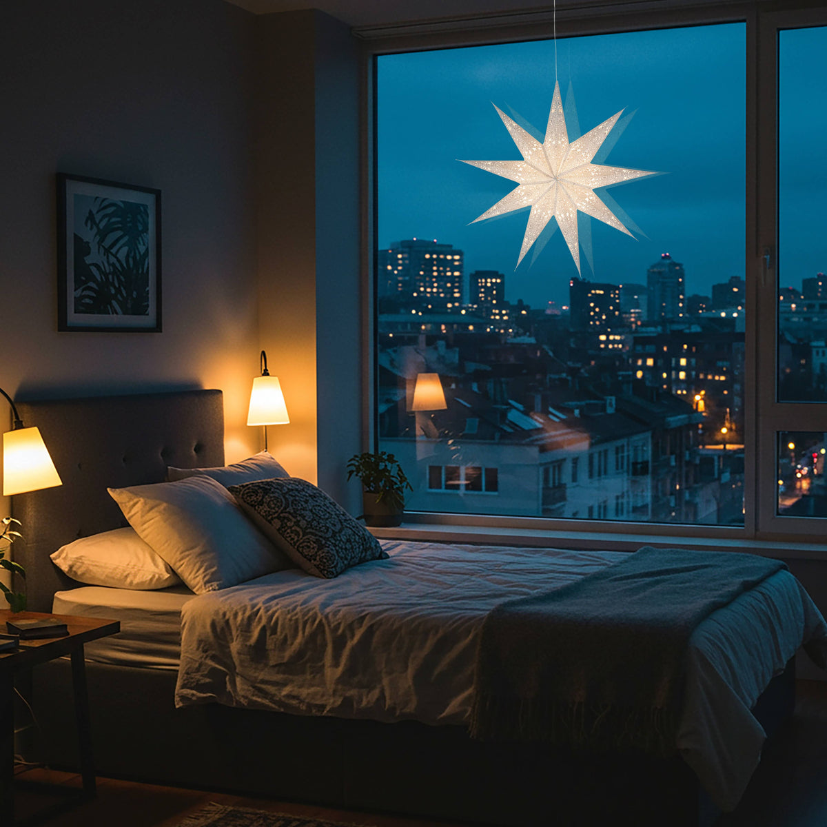 Hrim | 9 Point 25" White w/ Glitter | Paper Star Light