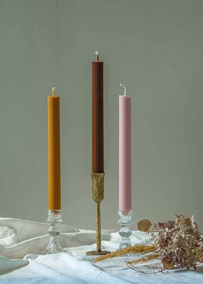 Ribbed Taper Candle | Beeswax & Soy Blend