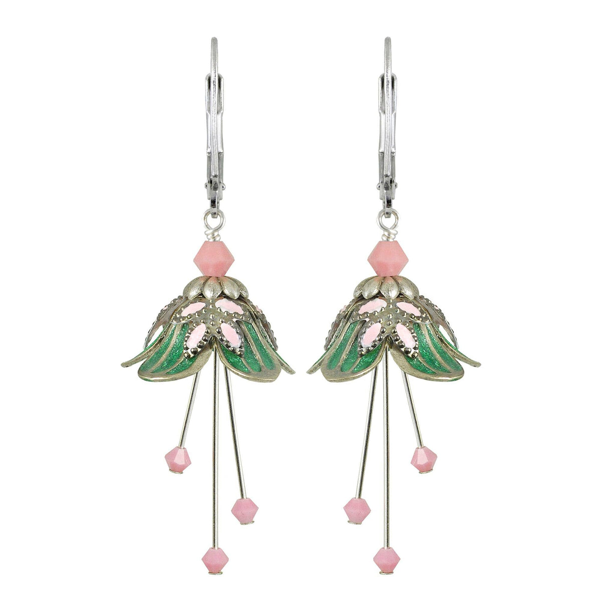 Sweet Dreams Flower Fairy Earrings | Hand-Painted Brass & Swarovski Crystal