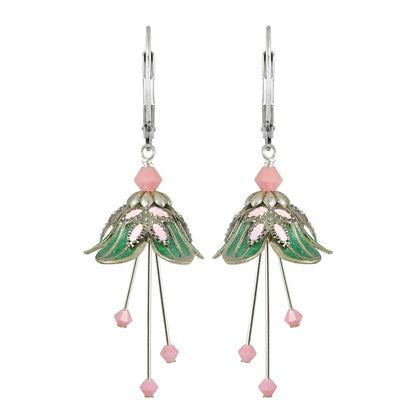 Sweet Dreams Flower Fairy Earrings | Hand-Painted Brass & Swarovski Crystal