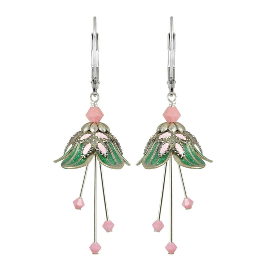 Sweet Dreams Flower Fairy Earrings | Hand-Painted Brass & Swarovski Crystal
