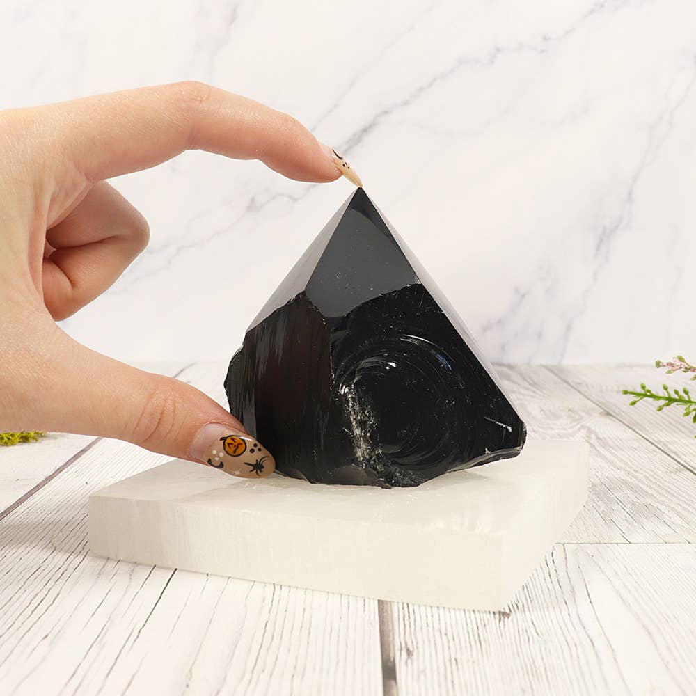 Black Obsidian Natural Base | Polished Protection Stone