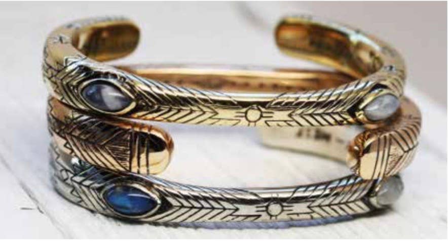 Medicine Wheel Cuff With Moonstone | Moonstone, Indian Silver | Bahgsu Jewels
