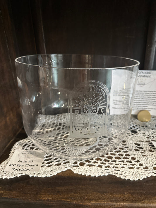 Mercurius Clear Quartz Singing Bowl (10") | A3 | A=432 Hz | Third Eye Chakra
