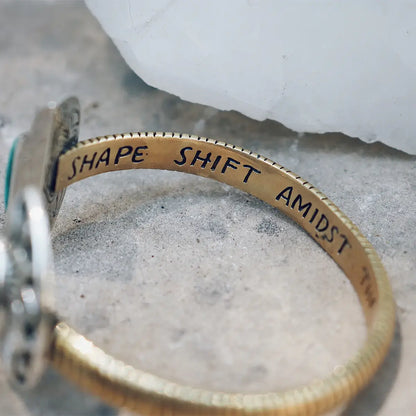 Natural Mystic Cuff | Turquoise, Brass with Sterling Silver | Bahgsu Jewels