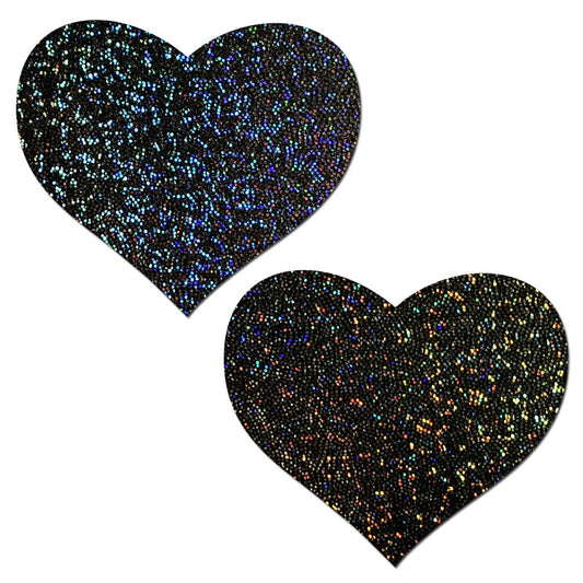 Black Glitter Heart Pasties | Festival Body Embellishment