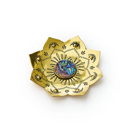 Kairavini Lotus Catchall Dish | Brass & Abalone Jewelry Dish