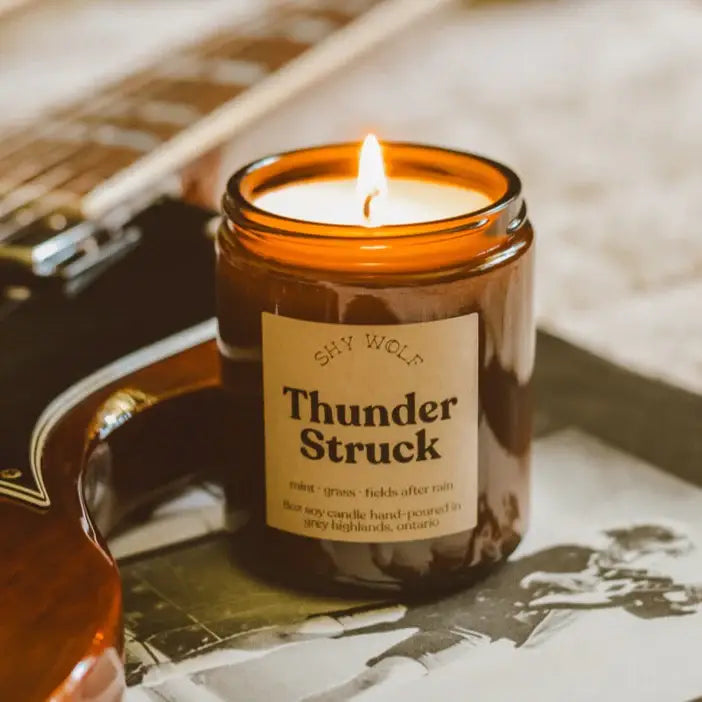 Thunderstruck Music Inspired Soy Candle | Rain, Mint & Grass