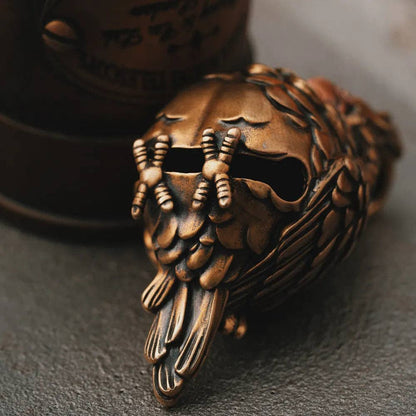 Cockatiel Bell Keychain | Brass, Purple Copper & Black Agate | Coppertist.Wu