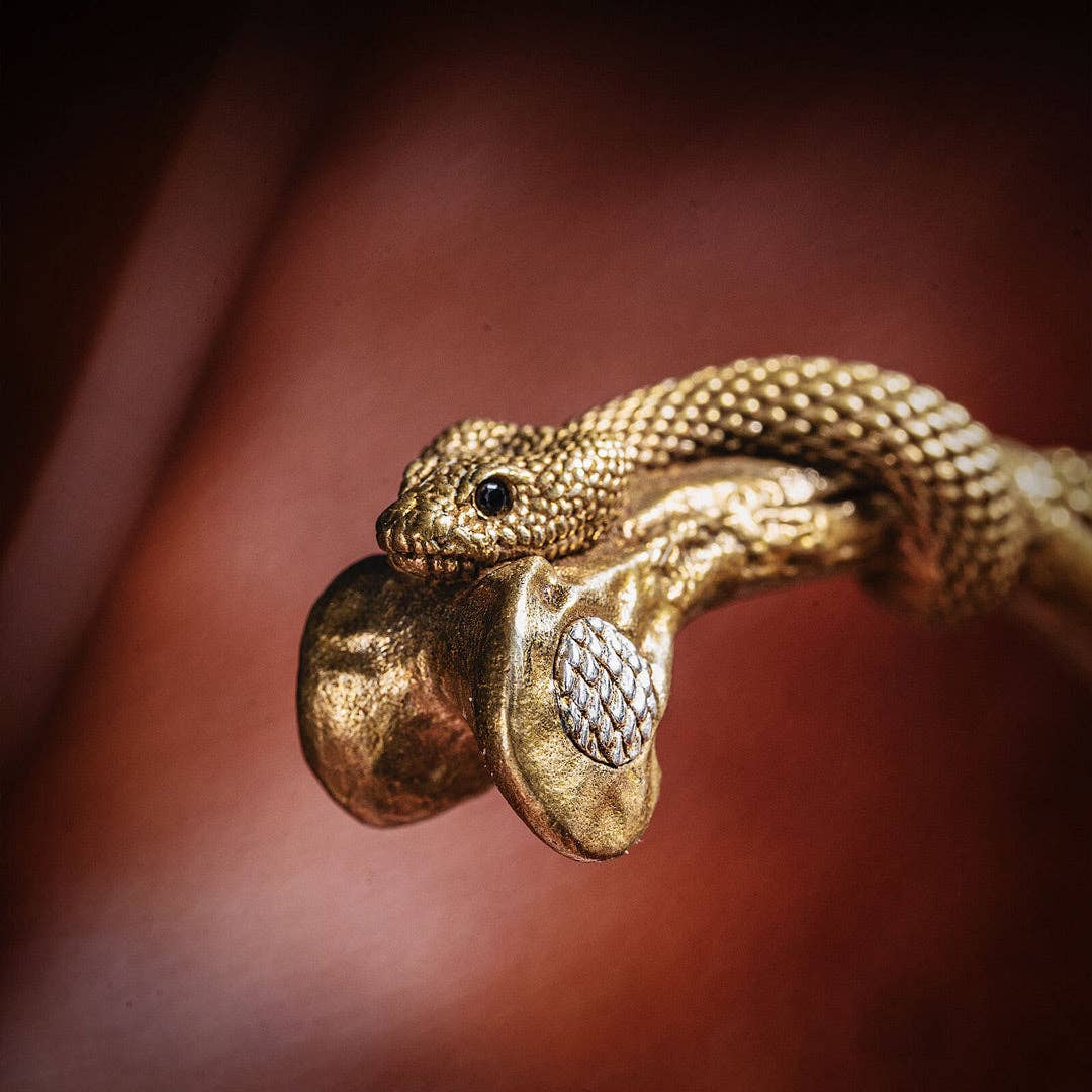 Snake Cuff | Brass with Sterling Silver & Zircon | Coppertist.Wu