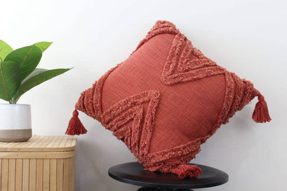 July Textured Pillow | Rust Geometric Cushion Cover