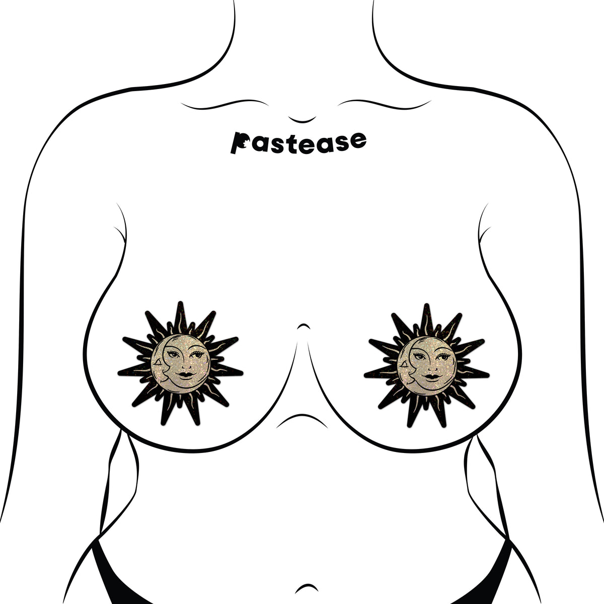 Sunburst Sun & Moon Pasties | Celestial Festival Embellishment