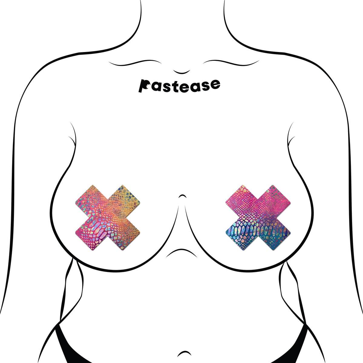 Neon Rainbow Snake Print X Pasties | Festival Body Embellishment