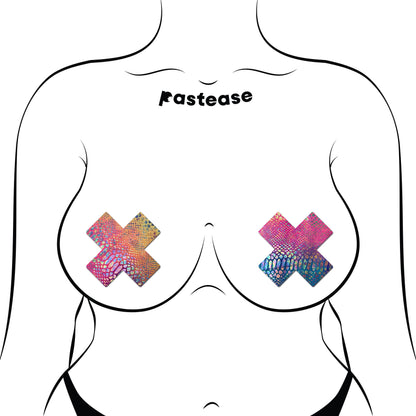 Neon Rainbow Snake Print X Pasties | Festival Body Embellishment