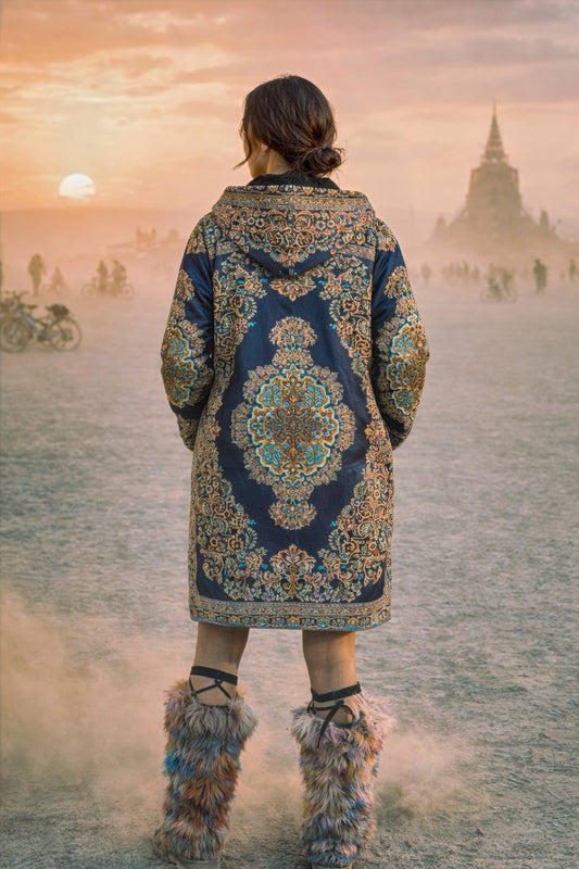 Classic Blue Persian Zipper Cloak | Recycled Performance Fleece | Manifestie