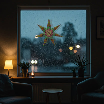 Kaleidoscope | 7 Point 23" Green/Multicoloured | Paper Star Light