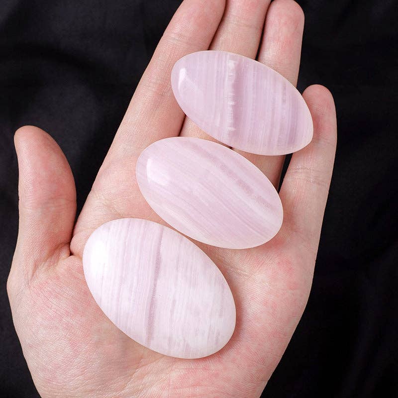 Pink Calcite Palm Stone | Stone of Compassion & Emotional Healing